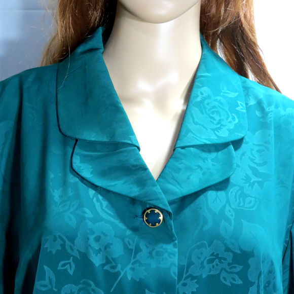 Green Floral Brocade Blouse Top - Picture 4 of 6